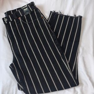 Striped Straight Leg Jeans